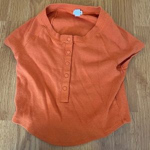 Garage cropped button tee, small, burnt orange